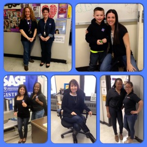 Truman staff, including Assistant Principal's Pozzuto and Montano, guidance counselors Joubert and Pinto, and staff from buildOn and Sports and Arts, dressed in denim.