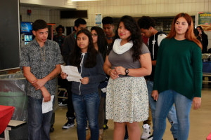 Students recited a group poem during the Hispanic Heritage Month Celebration.