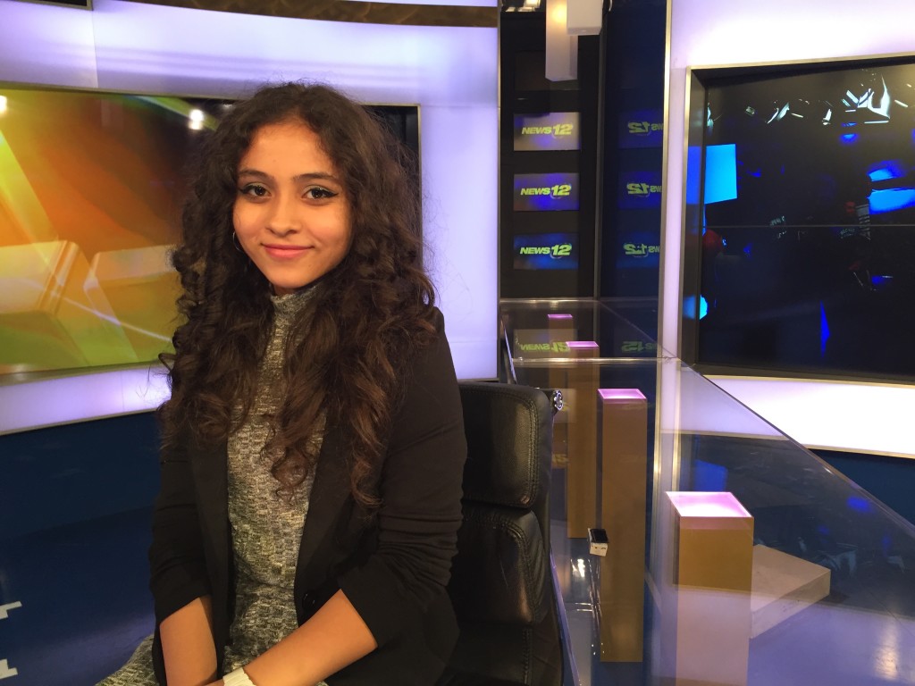 Sophomore Christina Martinez got to try her hand at anchoring during the trip to News 12 on November 11th.