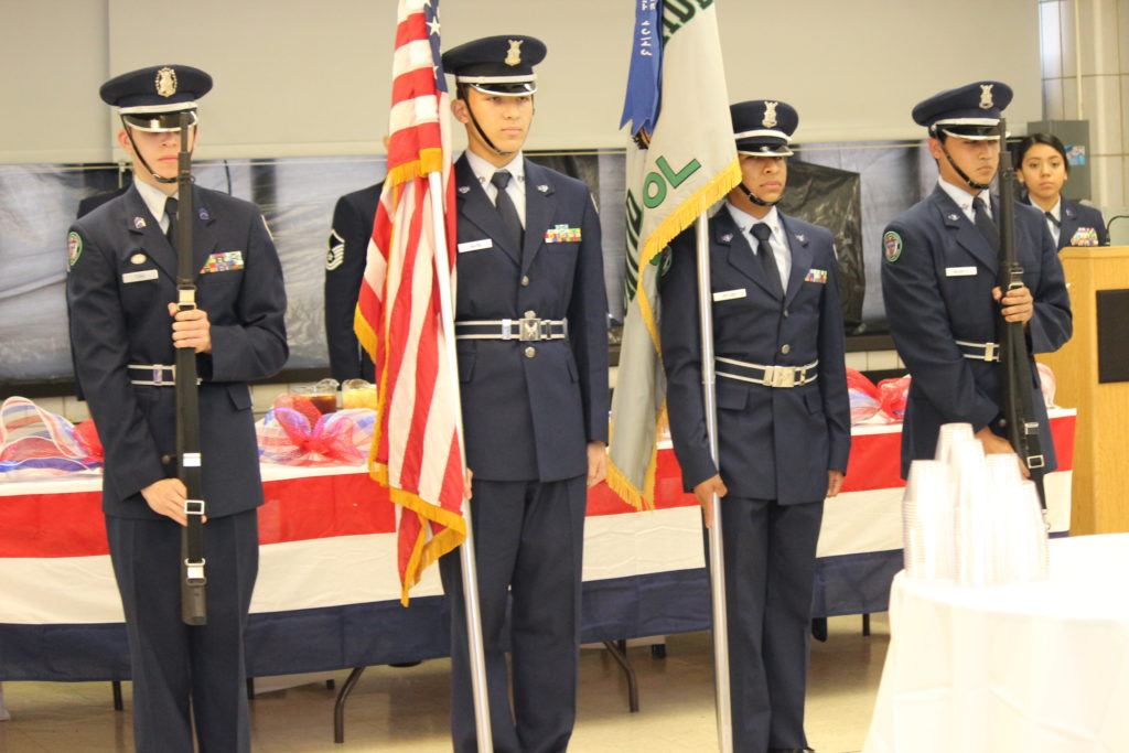 The ROTC Color Guard opens the event with a traditional colors ceremony.