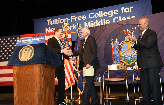 Sen. Bernie Sanders congratulations Gov. Andrew Cuomo Tuesday.